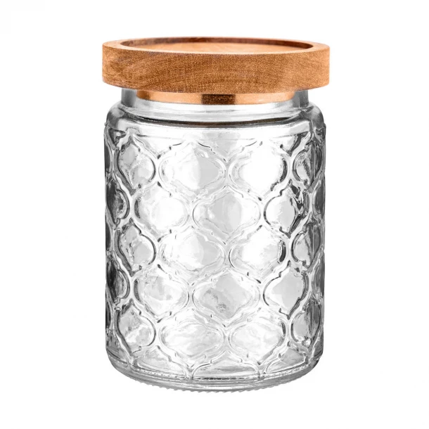Δοχείο Αποθήκευσης Γυάλινο-Ξύλινο Allure 700ml-10x10x14εκ. Estia 01-23607