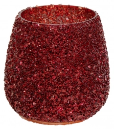 Κηροπήγιο Γυάλινο 9,5x9εκ. Strass Red Art Et Lumiere 30541