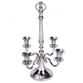 Κηροπήγιο 4 Θέσεων Μεταλλικό Ασημί Royal Art 41,5εκ. IKO1984