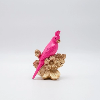 Διακοσμητικός Επιτραπέζιος Παπαγάλος Polyresin Ροζ-Χρυσός 10,5x7x15εκ. ESTHETI 819-00819