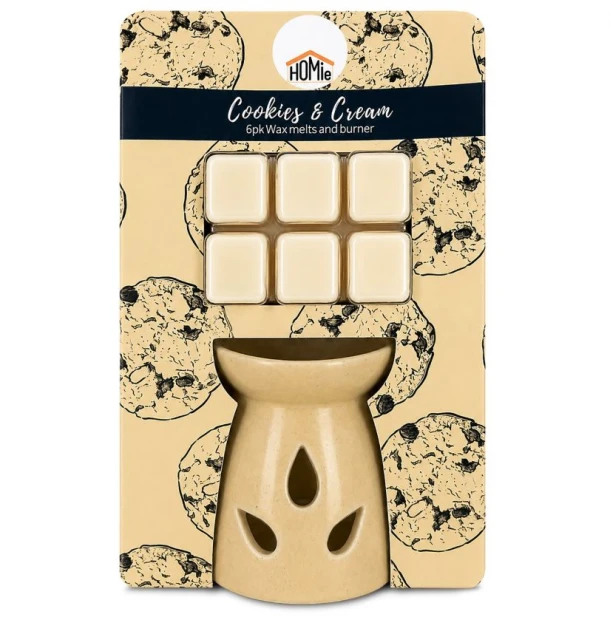 Σετ Αρωματιστής Κεραμικός Με 6 Αρωματικά Wax Melt Cookies & Cream Homie 22-3038