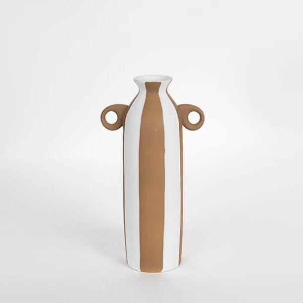 Βάζο Κεραμικό Λευκό-Καφέ 18,6x10,2x31,8εκ. ESTHETI 752-20206