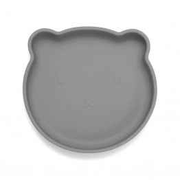 Πιάτο Σιλικόνης Με Βεντούζα Bear Pewter Green 16x17x3εκ. Petit Monkey PTM-SP2