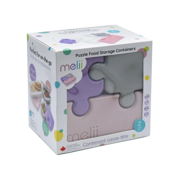 Σετ 2τμχ Φαγητοδοχείο Πλαστικό Με 3 Δοχεία Puzzle  Girl’s Melli MEL15250