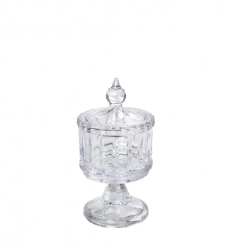 Φοντανιέρα Γυάλινη Διάφανη Με Καπάκι ESPIEL 8x8x13εκ. ORT132