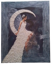 Πίνακας Καμβάς Χειροποίητος Decoupage Με Decofoam Γυναικεία Φιγούρα Με Φτερά 40x1,5x50εκ.  19958-19