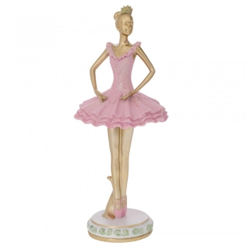 Διακοσμητική Επιτραπέζια Μπαλαρίνα Polyresin Χρυσή-Ροζ iliadis 15x15x37εκ. 91747