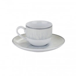 Σετ 6τμχ Φλυτζάνια Καφέ Πορσελάνης 90ml Water Lily Grey Oriana Ferelli PR243366410