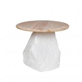 Τραπεζάκι Σαλονιού Ξύλινο-Polyresin Λευκό-Natural 60x60x44εκ. ESTHETI 810-00021