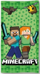 Πετσέτα Θαλάσσης Παιδική Quick Dry Microfiber 70x140εκ. Mojang Minecraft 004 Light Green Dimcol