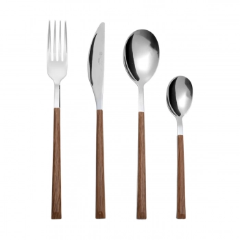 Σετ Μαχαιροπήρουνα 24τμχ Ανοξείδωτα 18/0 Με Ξύλινη Λαβή Savanna Estia 01-29296