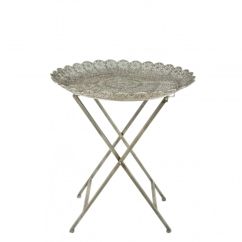 Τραπέζι-Δίσκος Μεταλλικός Λευκός-Ασημί Art Et Lumiere 57,5x66εκ. 00772