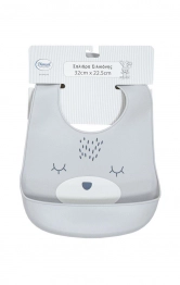 Σαλιάρα Σιλικόνης Με Κουμπί Και Τσέπη 22,5x32εκ. 17 Grey Dimcol