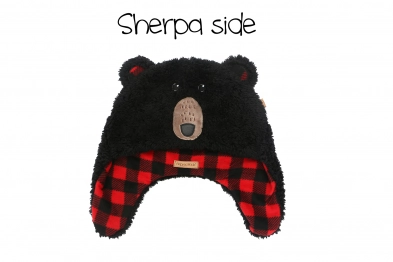 Σκουφάκι 2 Όψεων Fleece-Sherpa 2-4 Έτων Black Bear-Aviator FlapJackKids FJKWS709M
