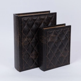 Διακοσμητικό Κουτί Βιβλίο Σετ 2τμχ Ξύλινο-Pu Μαύρο 30x22x7εκ.-23x17x5,5εκ. ESTHETI 752-17075