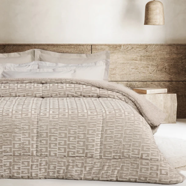 Κουβερτοπάπλωμα Fleece-Sherpa Μονό 160x220εκ. Blankets 1393 Taupe Das Home