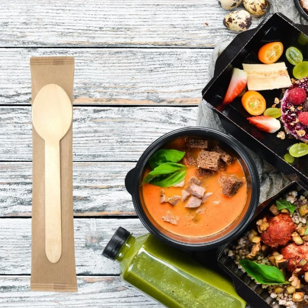 Ξύλινο κουτάλι μιας χρήσης 16cm συσκευασμένο - 100τεμ