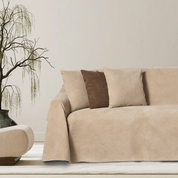 Ριχτάρι Polyester-Flannel Τριθέσιος 180x300εκ. Taupe 0307 Das Home