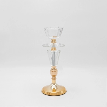 Κηροπήγιο Μεταλλικό-Γυάλινο Χρυσό 11x30εκ. ESTHETI 819-00237