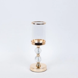 Κηροπήγιο Γυάλινο-Μεταλλικό Χρυσό-Διάφανο 12x34.5εκ. ESTHETI 752-24100