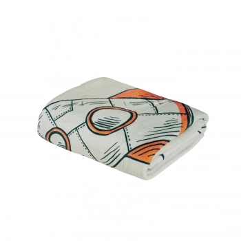 Κουβέρτα Fleece Λίκνου 80x110εκ. Baby Fun 4912 Μπλε-Γκρι-Πορτοκαλί Das Baby