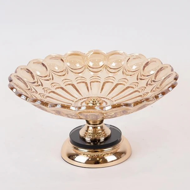 Διακοσμητικό Μπωλ Γυάλινο-Μεταλλικό Χρυσό 30x18εκ. ESTHETI 754-11020