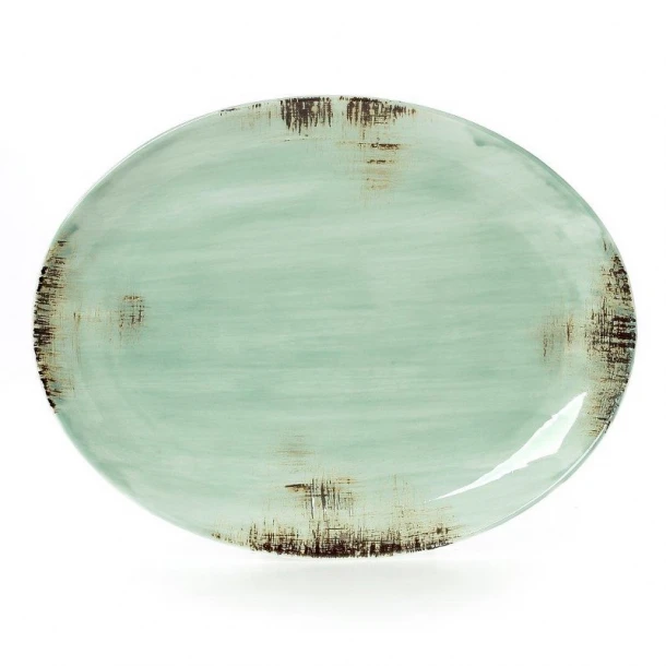 Πιατέλα Πορσελάνης Οβάλ 38x29εκ. Country Green CRYSPO TRIO 37.120.06