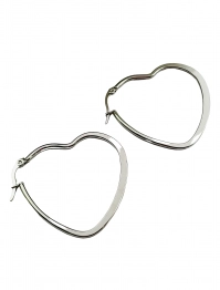Σκουλαρίκια Κρίκοι Καρδιά Ανοξείδωτο Ατσάλι Ασημί 6εκ. 24-8500