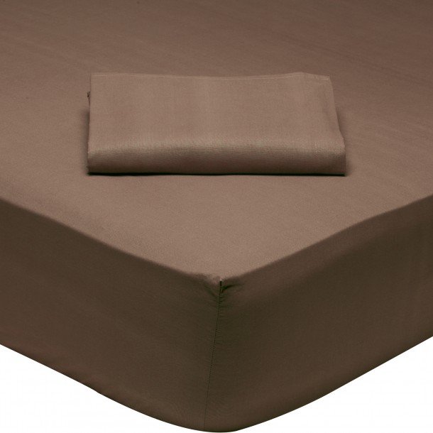 Σεντόνι Μεμονωμένο Βαμβακερό King Με Λάστιχο 180x200+35εκ. Colour Best 1004 Coffee Brown Das Home