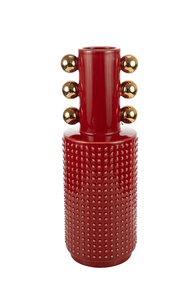 Βάζο Κεραμικό Κόκκινο-Χρυσό 14x14x40εκ. Zen Collection 24.21.50883