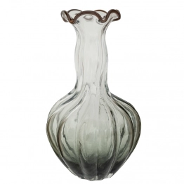 Βάζο Γυάλινο Διάφανο-Γκρι Με Ψηλό Λαιμό 25x42εκ. iliadis 91630