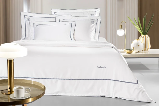 Σετ Παπλωματοθήκη Βαμβακοσατέν King 255x245εκ. Elite White-Marine Guy Laroche