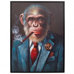 Πίνακας Χειροποίητος Με Γορίλα Σε Μαύρη Κορνίζα 94x123εκ. iliadis 92501