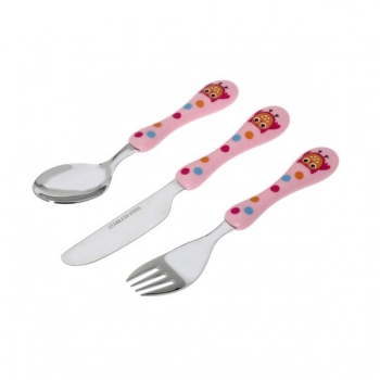 Σετ Μαχαιροπήρουνα 3τμχ Παιδικά Ανοξείδωτο Ατσάλι Kid Cultery Owl Pink 45.100.086