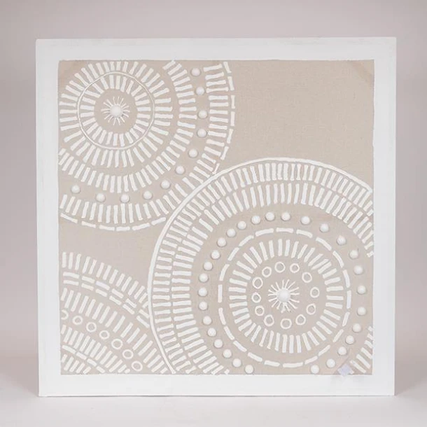 Πίνακας Καμβάς Κύκλοι Μπεζ-Λευκός 82x4,5x82εκ. ESTHETI 812-20039