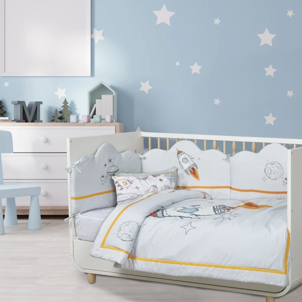 Κουβερλί Microfiber Κούνιας 110x150εκ. Fun 4877 Γκρι-Κίτρινο-Μπλε Das Baby