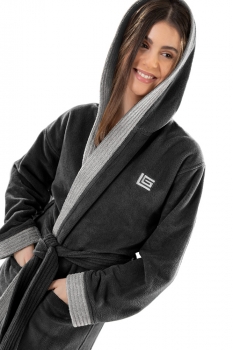 Μπουρνούζι Με Κουκούλα Ενηλίκων Polycotton Extra Extra Large Monogram Black Guy Laroche