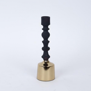 Κηροπήγιο Μεταλλικό Μαύρο-Χρυσό 6x6x20,5εκ. ESTHETI 752-24073