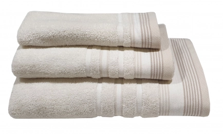 Πετσέτα Βαμβακερή Σώματος 70x140εκ. Satin Stripe Sand Komvos 7005929-7