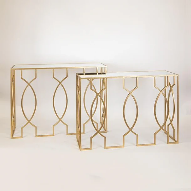 Κονσόλα Σετ 2τμχ Μεταλλική-Γυάλινη Χρυσή 107x35,5x79εκ./101,5x30,5x73,5εκ. ESTHETI 750-27015