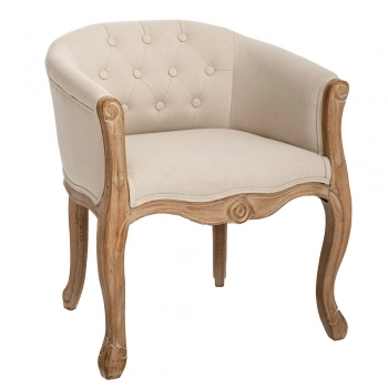 Πολυθρονάκι Ξύλινο Καφέ Με Μπεζ Λινό Ύφασμα 61x61x71εκ. iliadis 89087