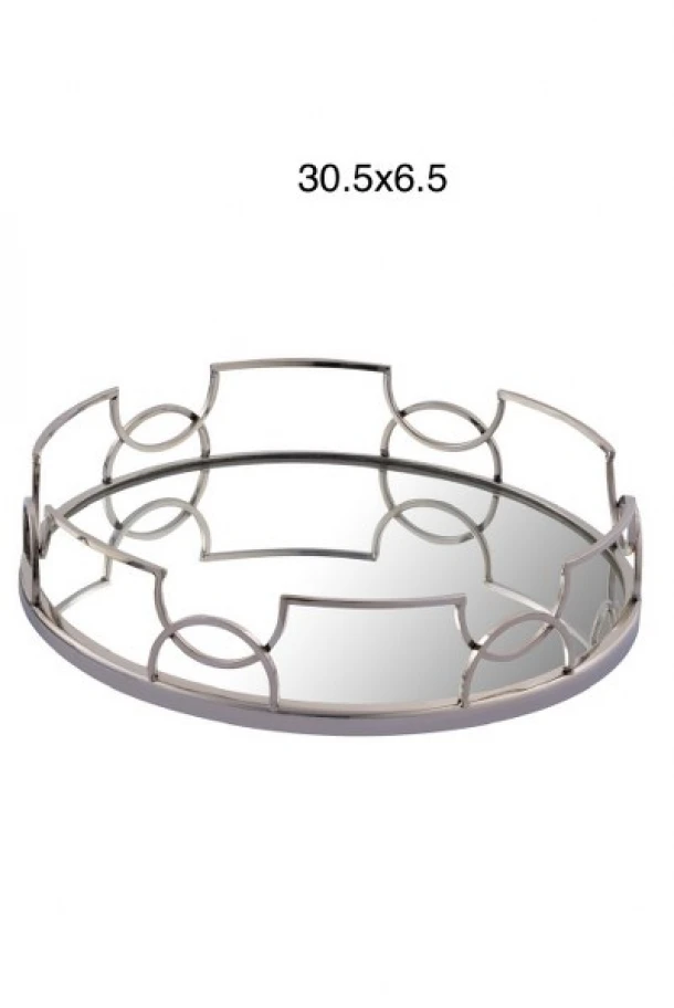 Δίσκος Σερβιρίσματος Στρογγυλός Αλουμινίου Ασημί Με Καθρέπτη Φ30,5x6,5εκ. Capolavoro 21.000.1113