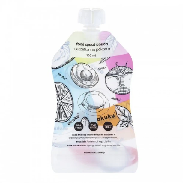 Σετ 5τμχ Reusable Food Pouch Με Στόμιο 150ml akuku A0056