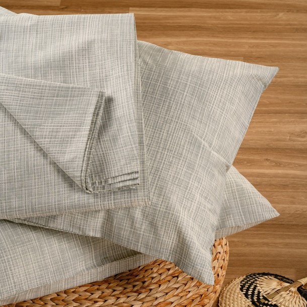 Σετ Σεντόνι Με 2 Μαξιλαροθήκες Polycotton King Με Λάστιχο 180x200+32εκ. Mateo Grey Casual Line Mini Melinen 20004859