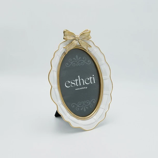 Κορνίζα Polyresin Με Φιόγκο Λευκή-Χρυσή 13x18εκ. ESTHETI 815-00060