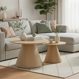 Tραπέζια σαλονιού Donda  pakoworld mdf σετ 2τεμ. sonoma