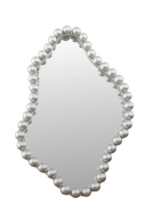 Καθρέπτης Ξύλινος Με Μπίλιες Ασημί 61x7x91,5εκ. Zen Collection 25.18.51623