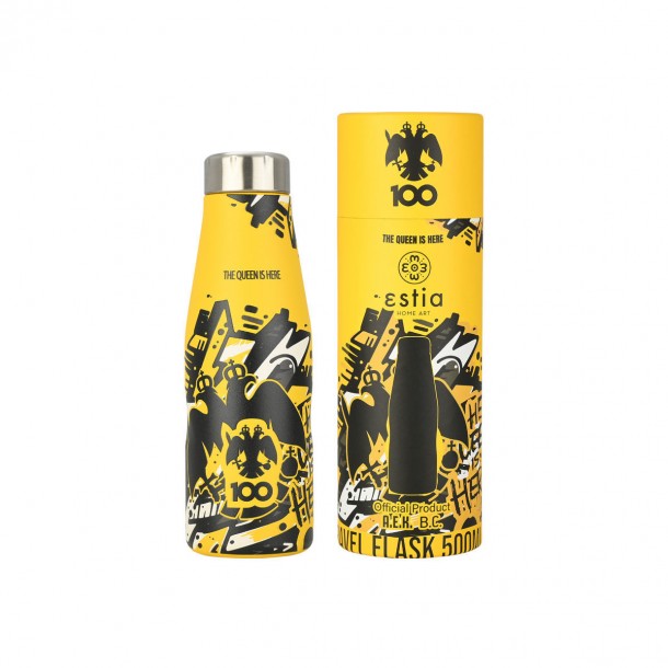 Θερμός-Μπουκάλι Ανοξείδωτο Travel Flask ΑΕΚ BC Edition 500ml-7x7x22,3εκ. Estia 00-27209