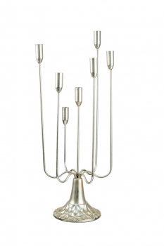 Κηροπήγιο 7 Κερο Μεταλλικό Ασημί 23,5x20x59,5εκ. Zen Collection 24.36.51118