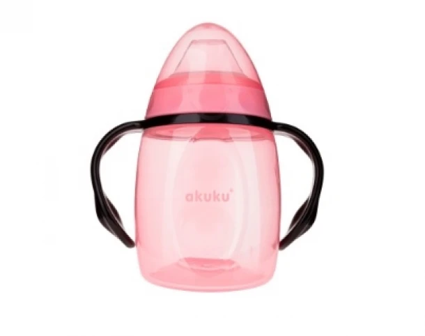 Εκπαιδευτικό Ποτηράκι Με Χερούλια Ροζ 280ml akuku A0429